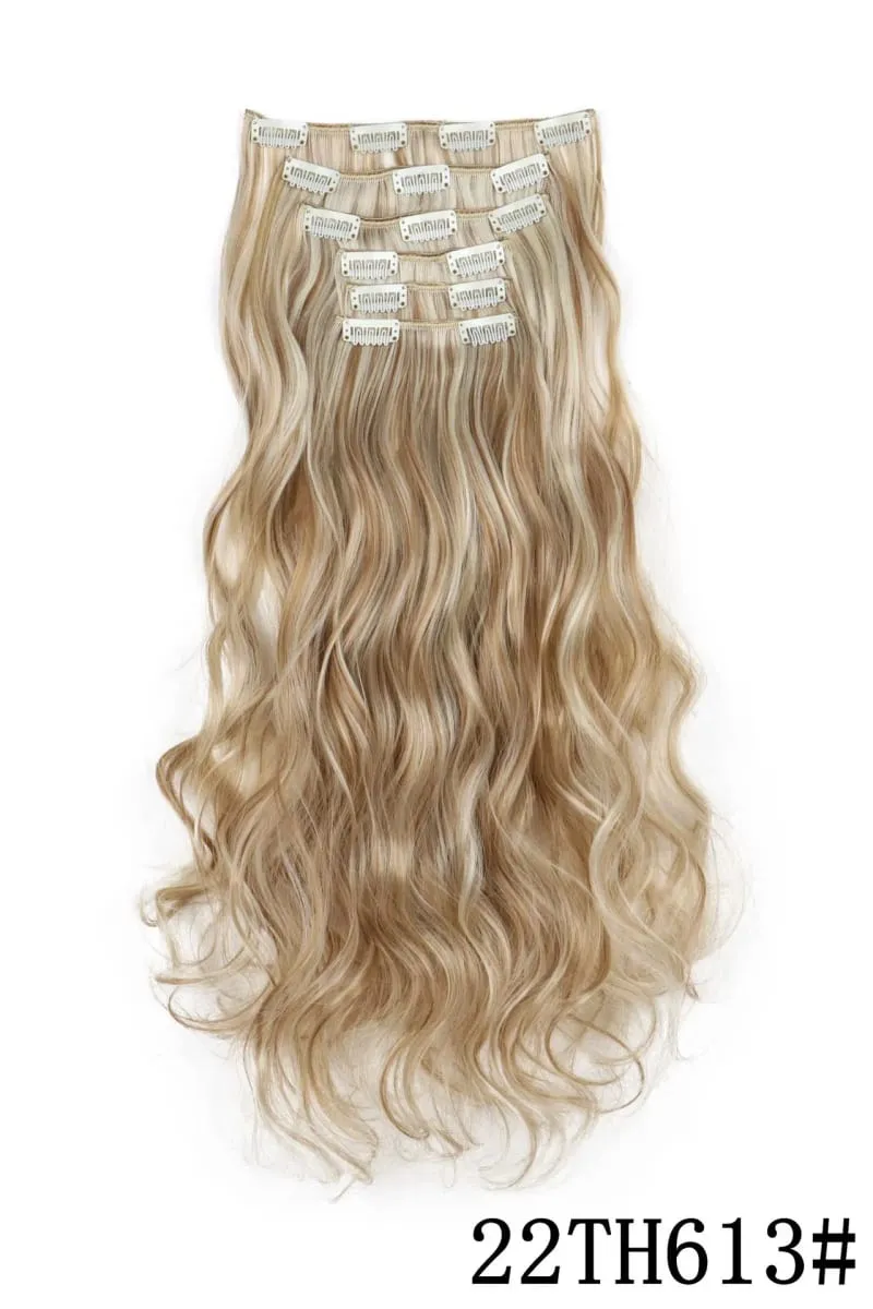 Black Hair Extensions 6pcs/set Women Long Straight Synthetic Full Head Clip 16Clips Ombre Heat Resistant Fiber Hair Kpop Cosplay