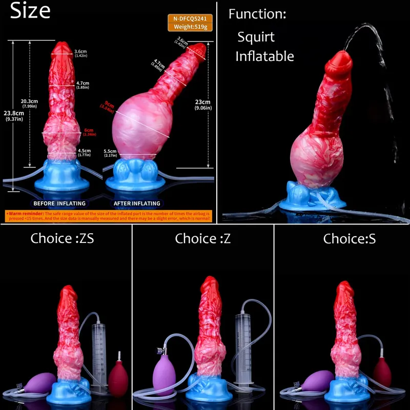 Silicone Inflatable Ejaculation Knot Dildo Adjustable Girth Squirting Fantasy Horse Penis Adult Sex Toys Anal Dilator
