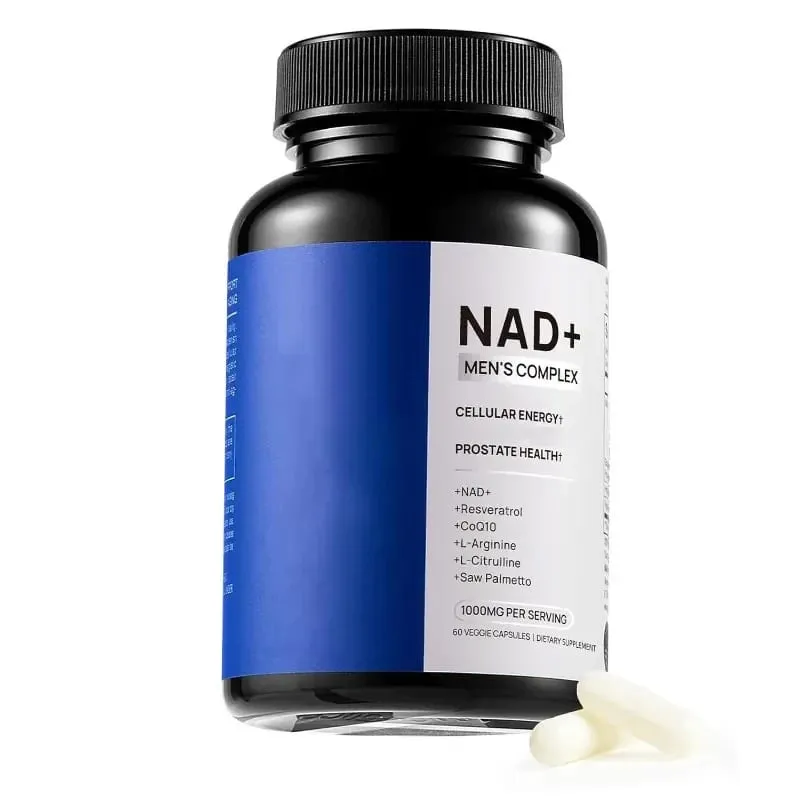 NAD+ Men’s Complex with L-Arginine CoQ10 & Resveratrol – Daily Energy Antioxidant & Wellness Support Vegan Non-GMO 60 Capsules