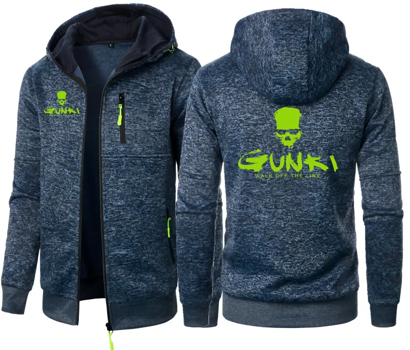 Gunki Love Fishing – manteaux à capuche pour hommes, sweat-shirt décontracté avec fermeture éclair, vêtements de sport, coupe cintrée, veste décontractée