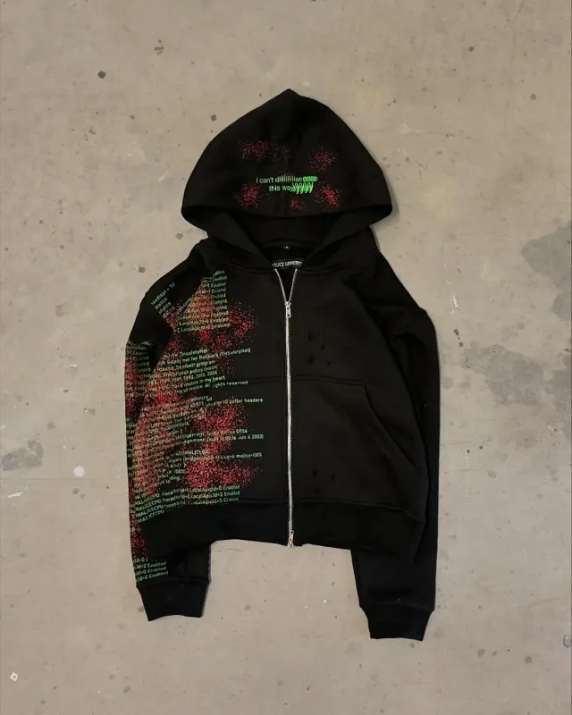 Y2K Retro Grunge Hip Hop Zip Up Hoodie Gothic μοτίβο Μεγάλα φαρδιά φούτερ Harajuku Γυναικεία streetwear Ανδρικά ρούχα
