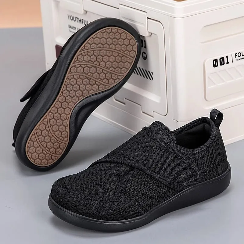 Sapatos abertos para idosos ajustáveis, sapatos para diabéticos, pés inchados, gordura, hálux valgus, joanete, ortopedia, polegar, eversão, homens e mulheres