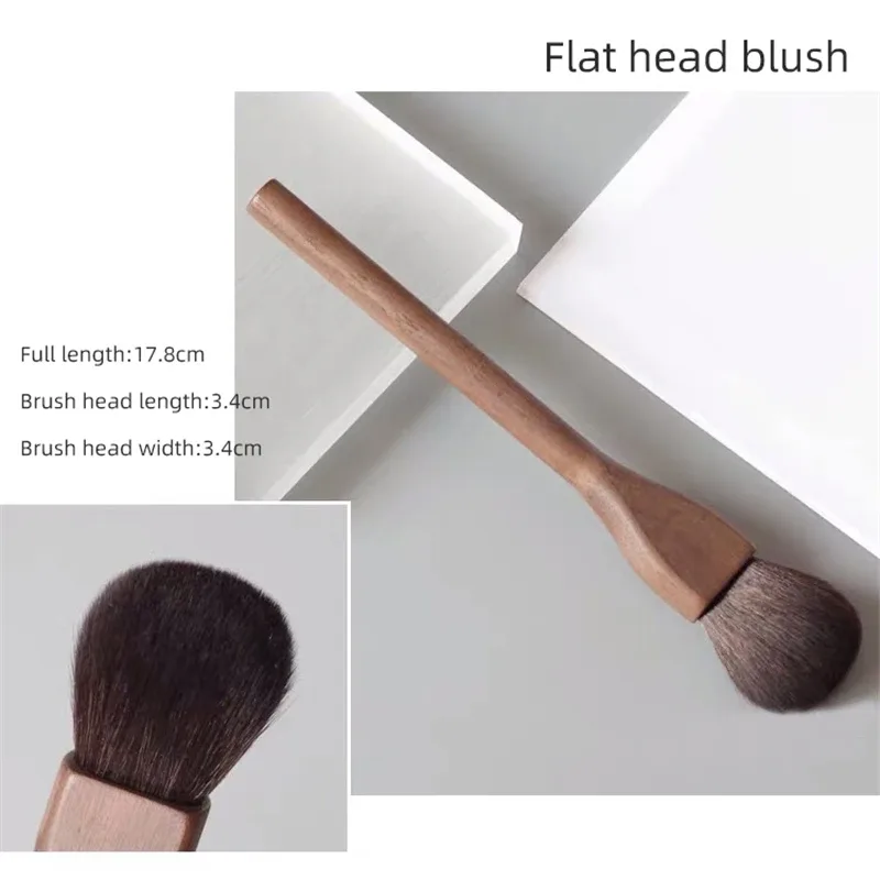 Walnut Wood Handle Makeup Brush Loose Powder Foundation Blush Contour Brushes Super Soft High Density Makeup Tools Brushes