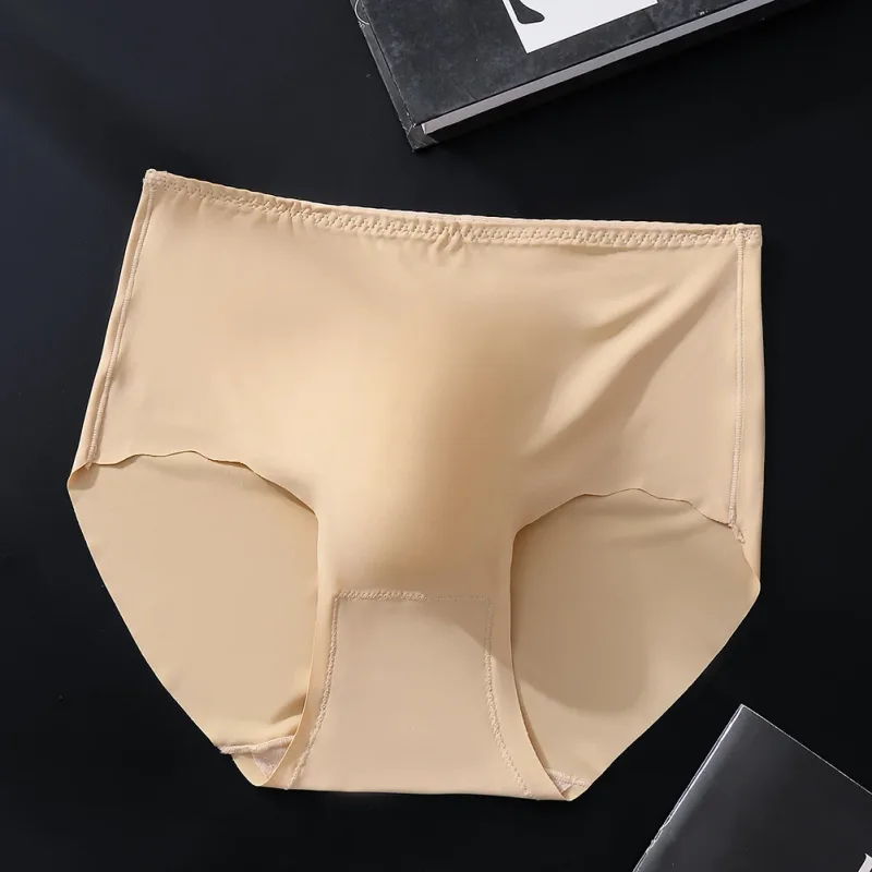 Men Ultra-Thin Briefs Seamless Ice Silk Plus Size Briefs 3D Bulge Pouch Solid Underwear High-Waisted Breathable Panties