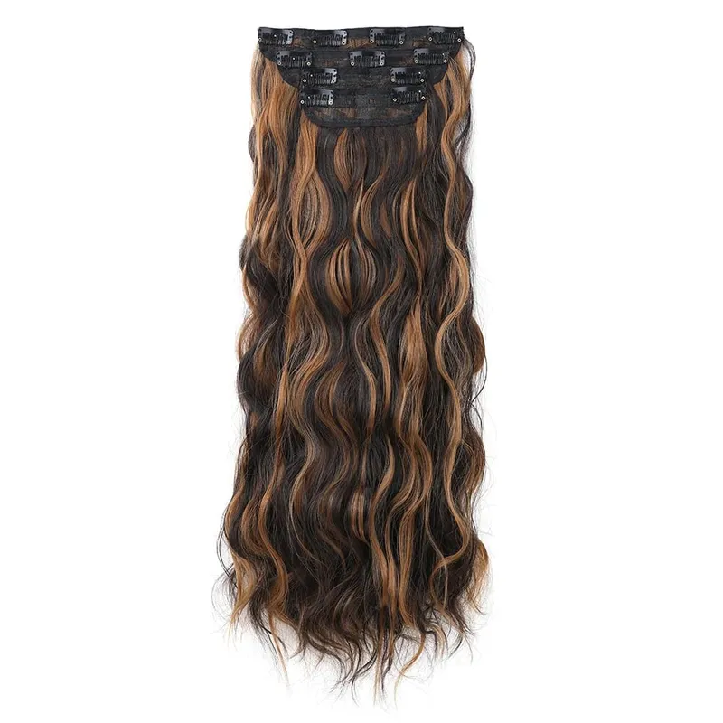 4Pcs/Set 16/20/24 Inch Synthetic Hair Clip In Long Wavy Thick Double Weft Hair Extensions Hairpieces For Women — image 8