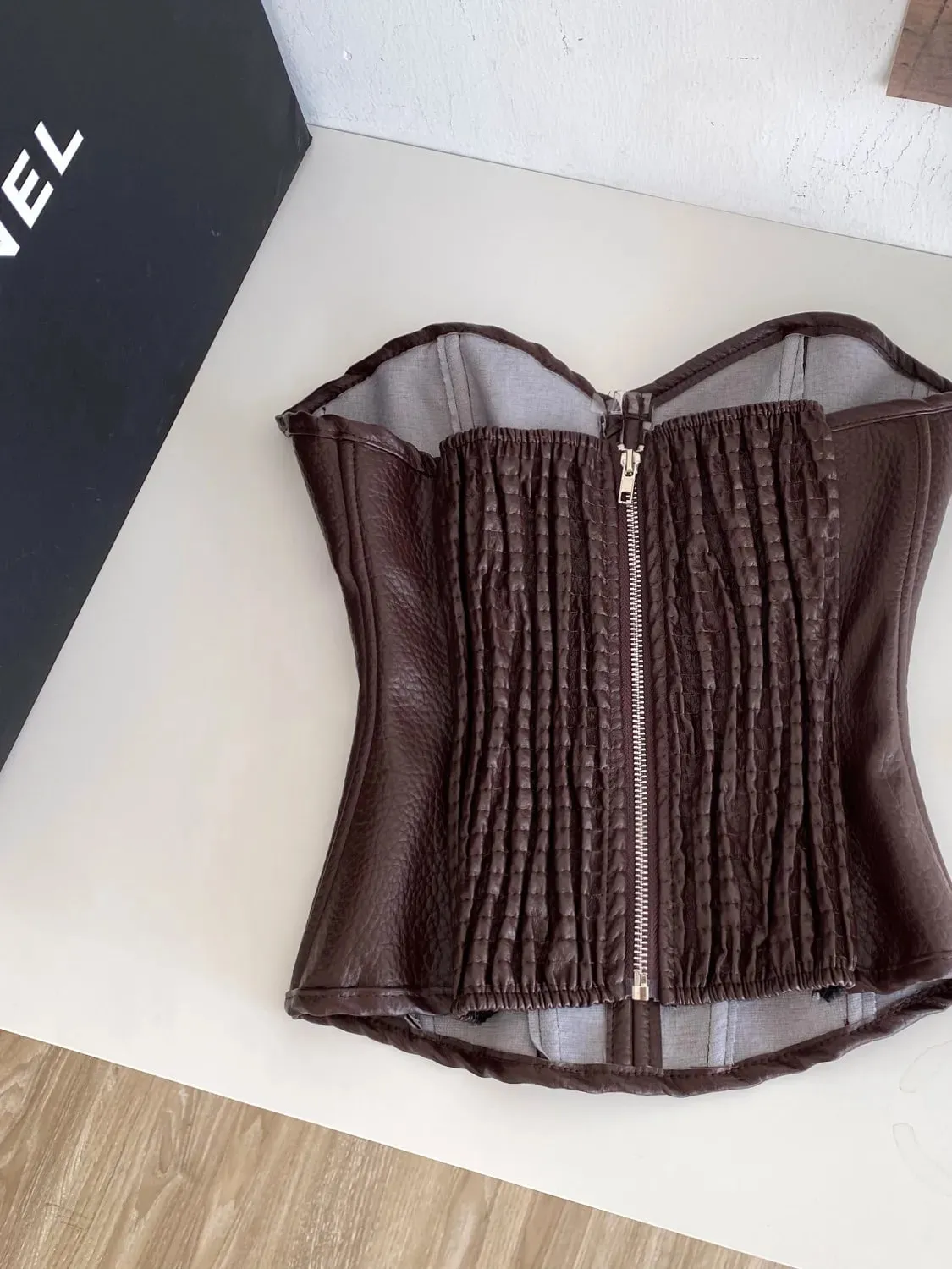 Sexy Pu Slim Tube Top Chic Strapless Crop Top Korean Fashion Corset Bustier Camis Women Tank Top