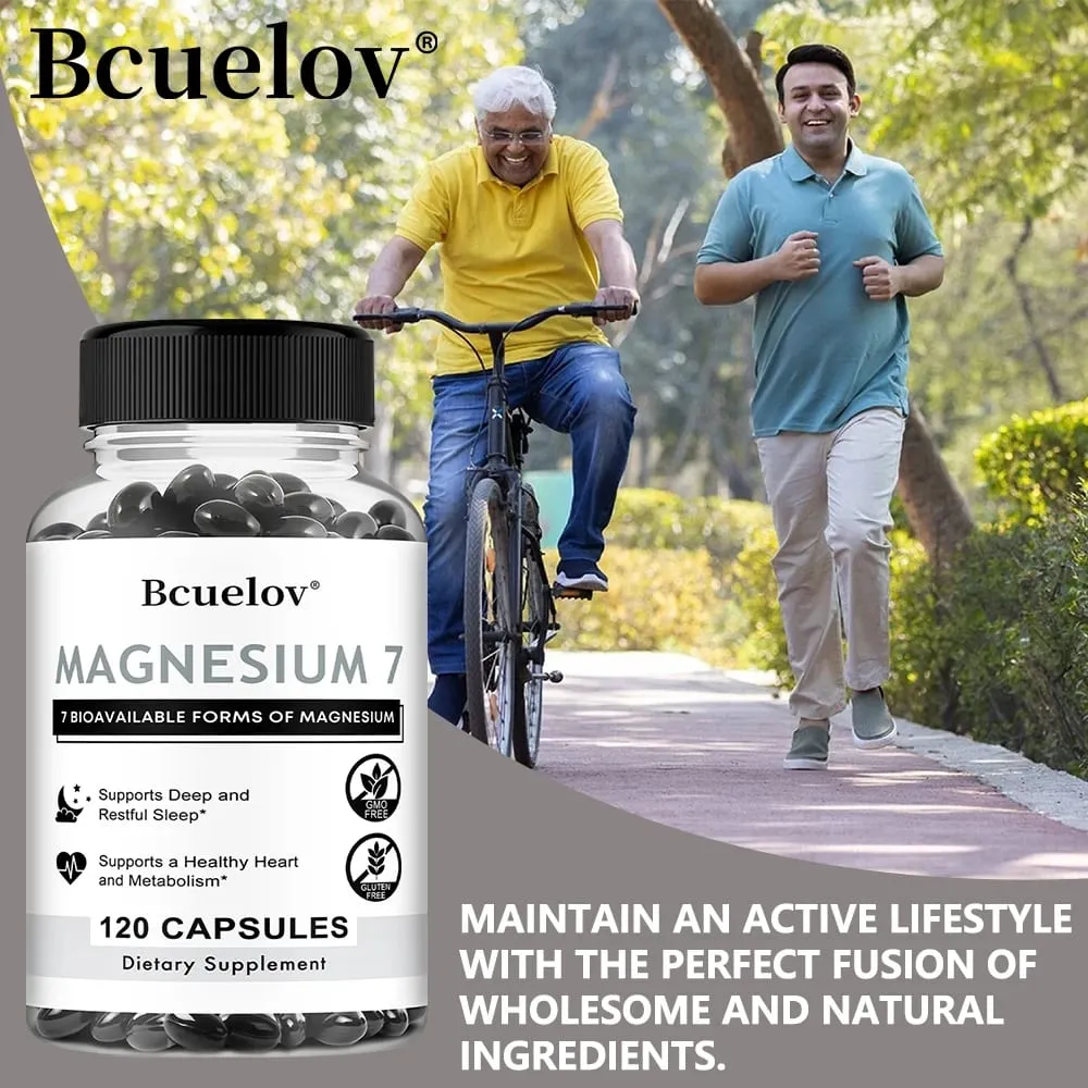 Suplemen Magnesium 7 Kapsul Magnesium Alami untuk Tidur Jantung dan Dukungan Metabolisme dengan Vitamin B6 Vegan Non-GMO