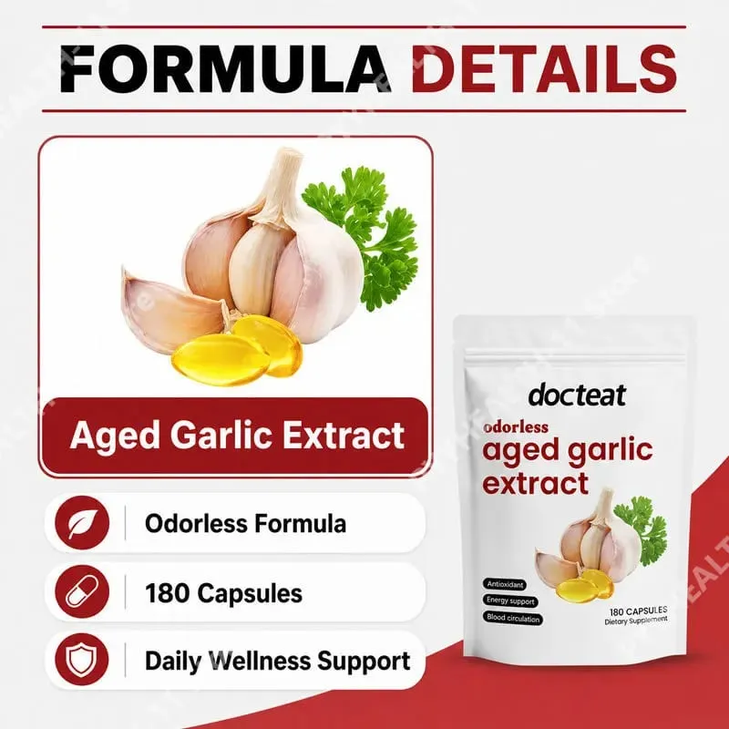 Odorless Garlic Oil Capsules 2 Years Aged Garlic Extract Softgels Supports Immune Heart Health Boosts Energy & Antioxidant Power