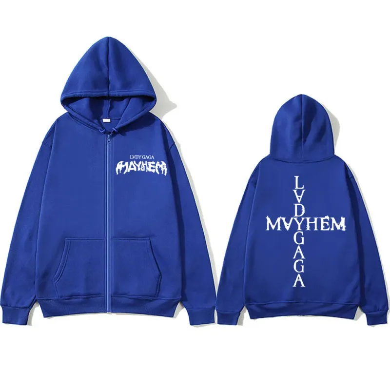 Lady Gaga Mayhem Νέο άλμπουμ Zipper Hoodies Ανδρικά Γυναικεία Μόδα Hip Hop Zip Ip Φούτερ Oversized Fleece Y2k Μπουφάν Streetwear