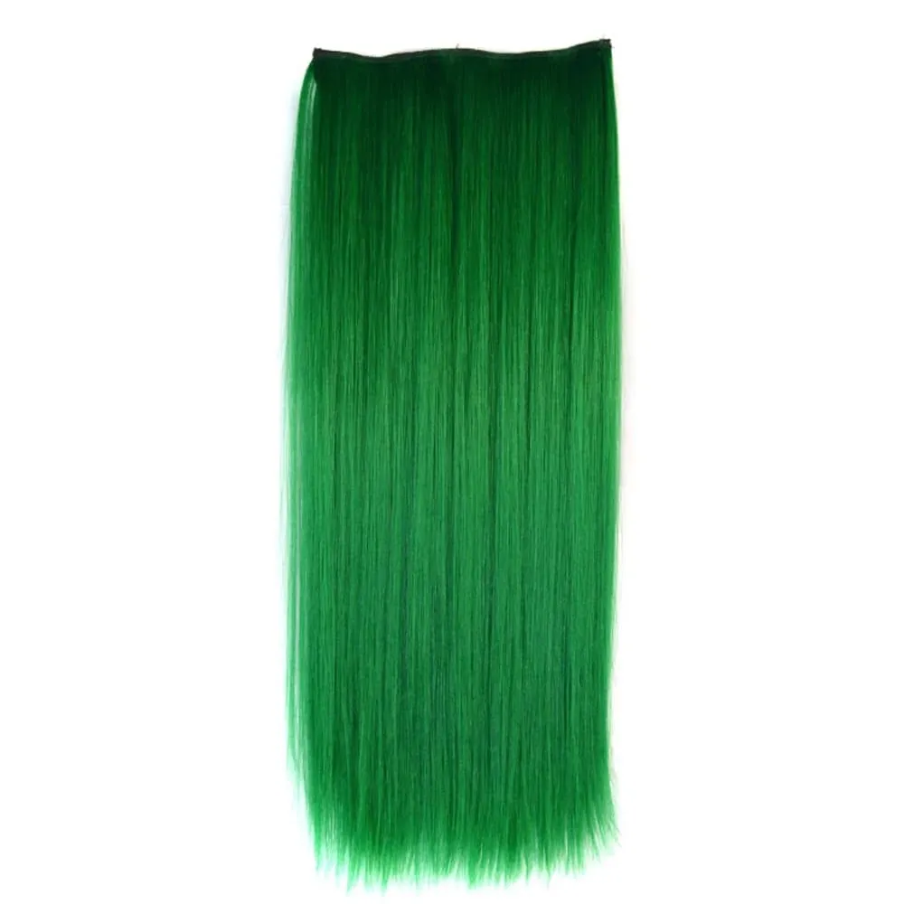 24 Inch Synthetic One Piece 5 Clips In Hair Extensions Long Straight High Temperature Fiber Colorful Hairpiece for Women
