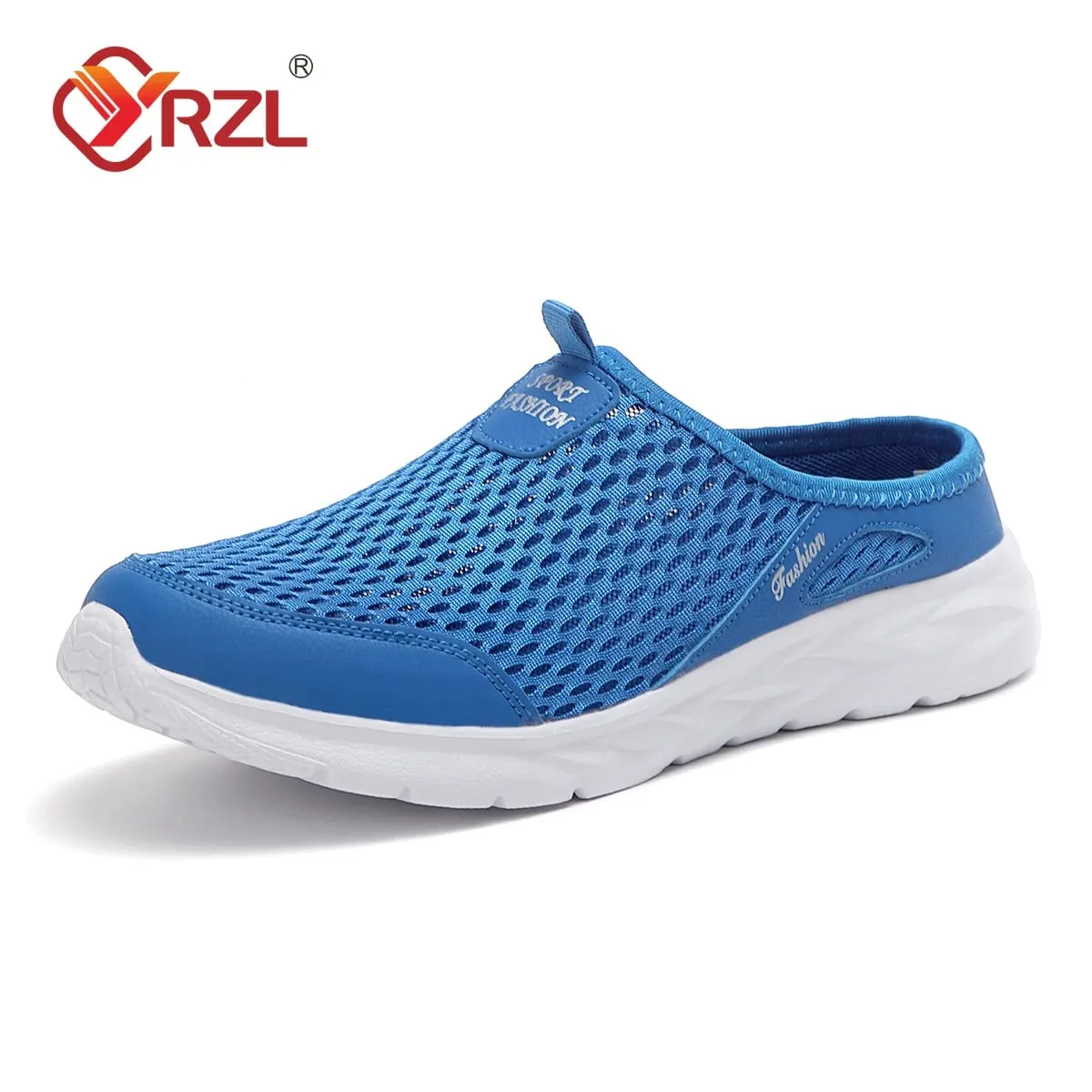 Half Slippers Mens Summer Breathable Mesh Mens Shoes Outdoor Casual Walking Shoes Large Flat Light Mesh Slippers Men