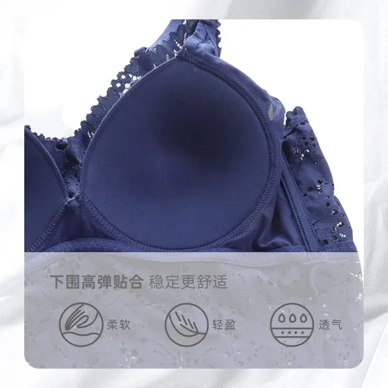One-Piece Vest Bra Hollow outVCollar Lace Sexy Lingerie Straps Wireless Bra for Women