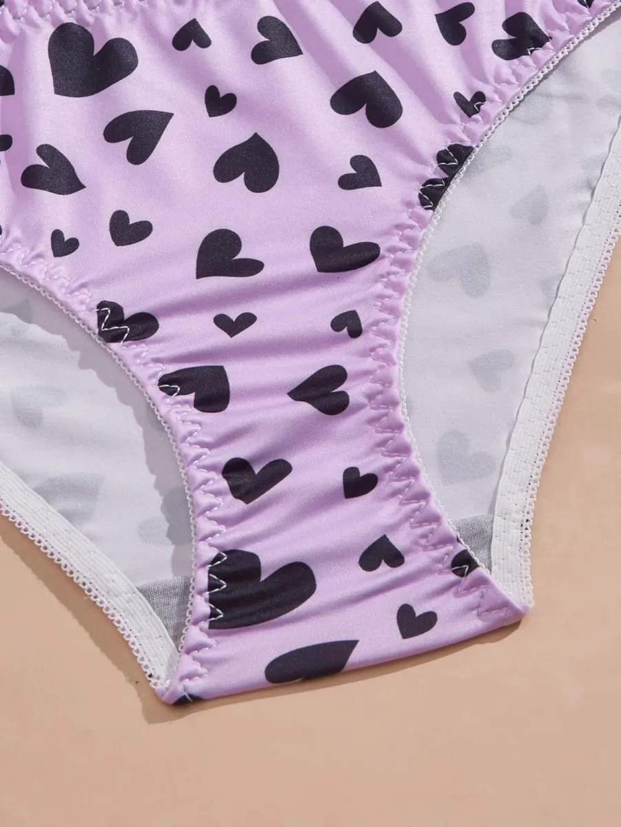 Cute Heart Women Lingerie Set Wireless Thin Bra Soft Comfortable Panty Trendy Ladies Underwear