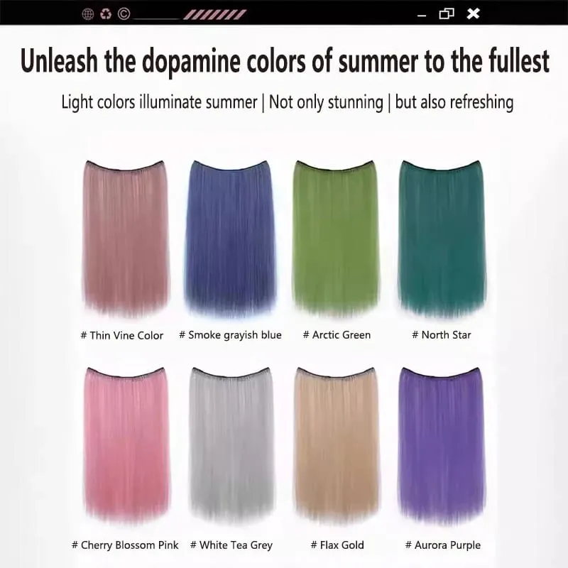 One piece hanging ear dyed synthetic wig piece for women highlighted color hair extensions