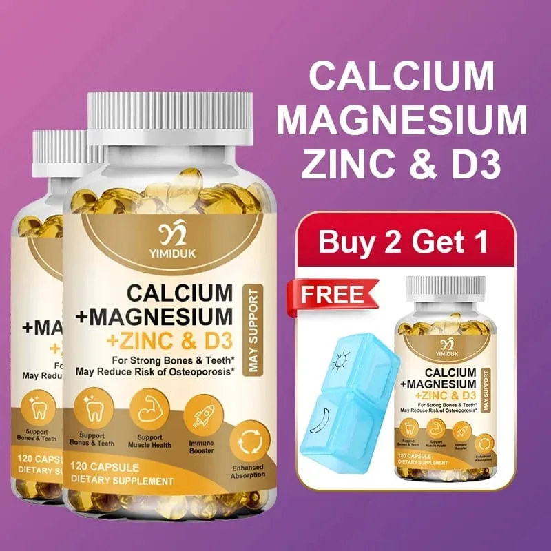 Bone & Muscle Support Supplement with Calcium Magnesium Zinc & D3 Supports Strong Bones Teeth Immunity & Vitality