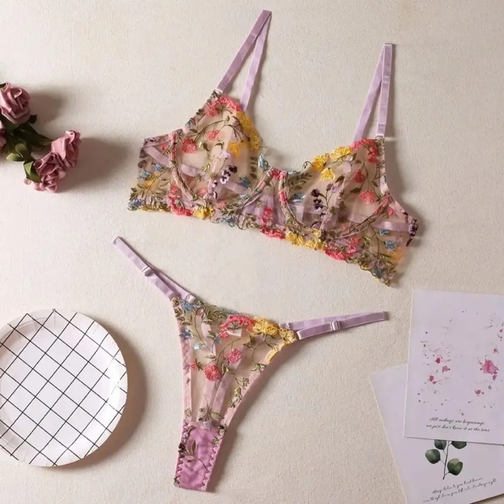 Sheer Intimates Transparent Lingerie Set Ultra-thin Push Up Panties Bra Set Elegant Bra Suit Women