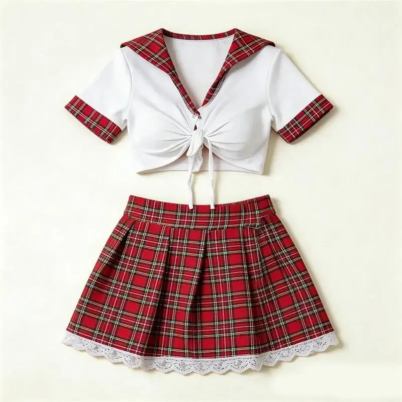 Red Sexy Lingerie Woman Porno Underwear Sexy Dress Student Cosplay Uniform Set Women Lingerie Erotic Underwear Babydoll Costume