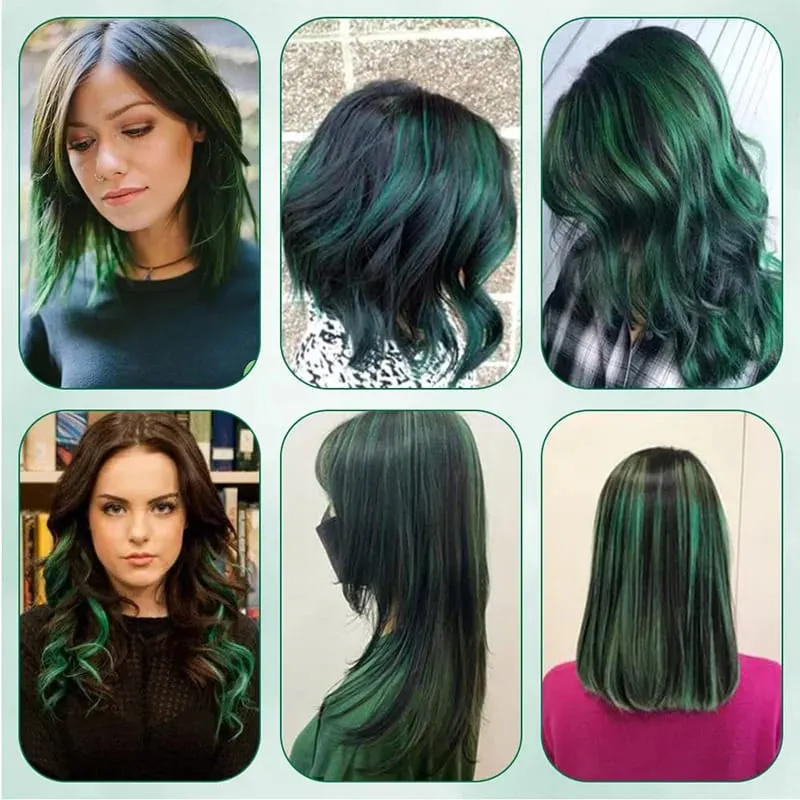 22 Inch Green Heat-Resistant Synthetic Hair Party Pick Hair Clip Wig Green Hair Extensions Set Messy Bun Clip Extensions