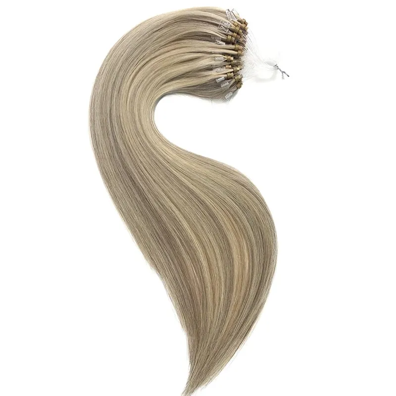 Remy Human Hair Extensions 14-24 Inch Micro Loop Ring Attachment Micro Bead Natural Looking DIY Hair Extension — image 8