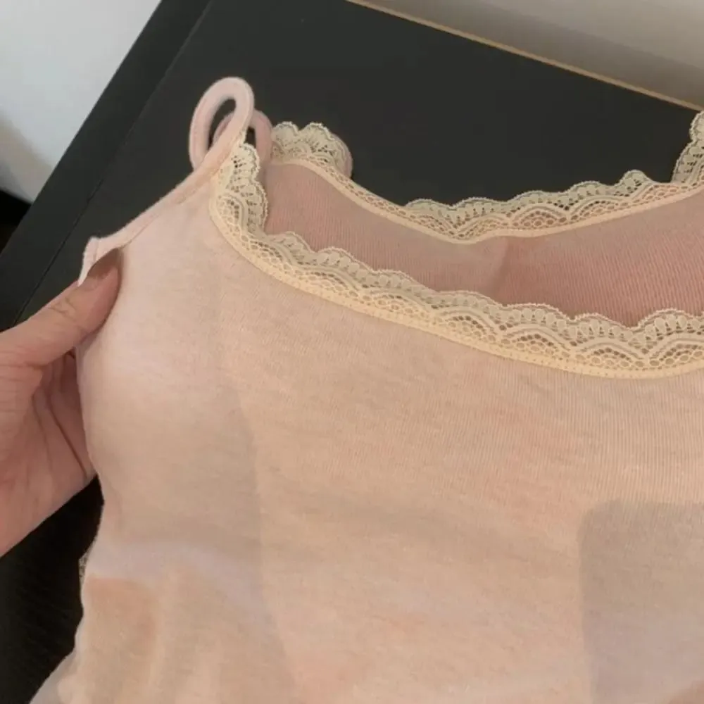 Fashion with Chest Pad Camis Tank Tops Integrated Top Elastic Lace Tops Versatile Slim Vest Women Clothes