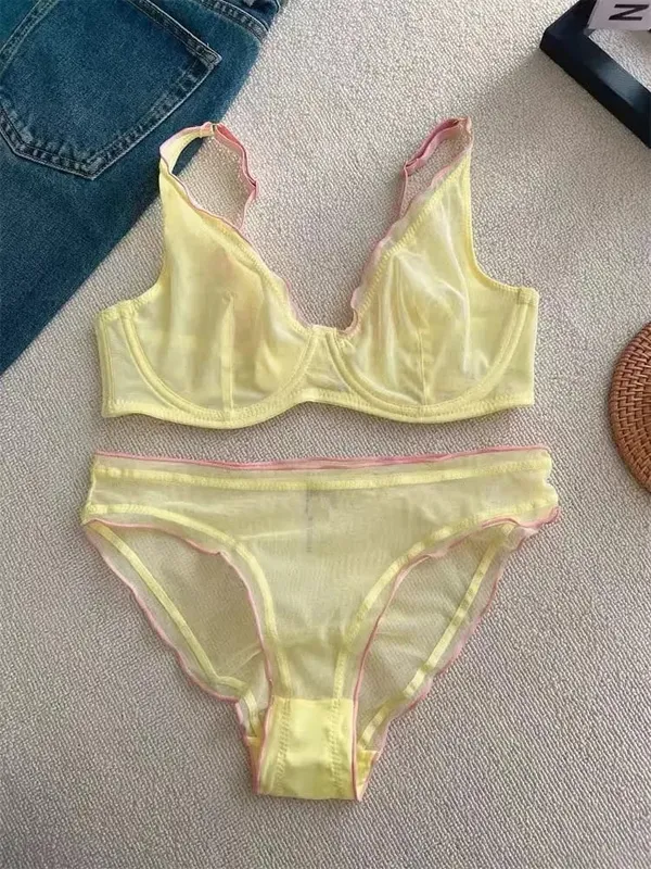 New Arrival Ladies Full Cup Bra Set Ultra Thin Minimizer Sexy Support Anti-Sagging Side Slim ABCD Everyday Comfort Lingerie Set