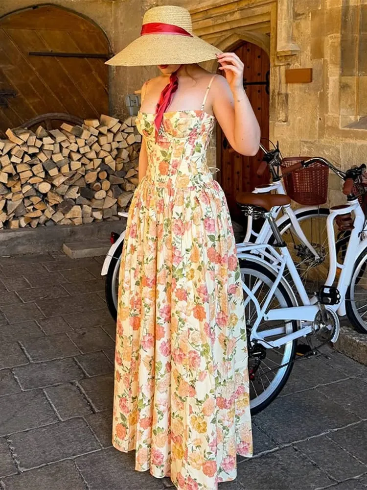 Moda kadın Baskılı Fırfırlı Elbise Zarif Kısa Kollu Kadın V Yaka Maxi Elbiseler 2026 Yaz Zarif Yeni Bayan vestidos