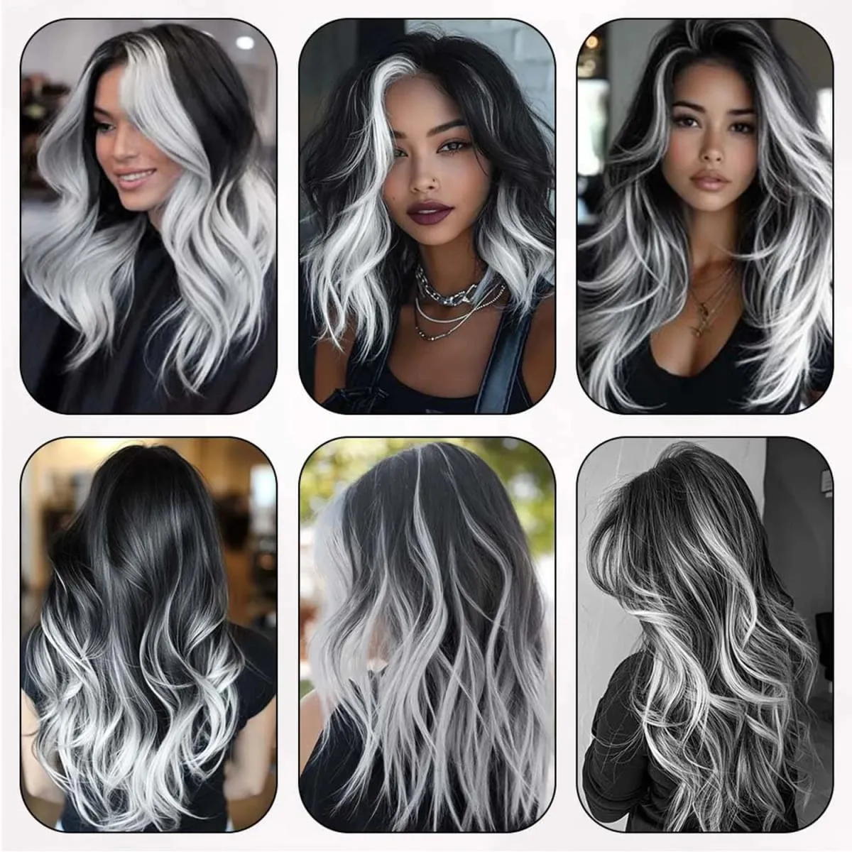 8Packs Colored Synthetic Hair Extensions 22 Inch Straight Clip-In on Party Christmas Black Friday K-pop New Year Gift Hair