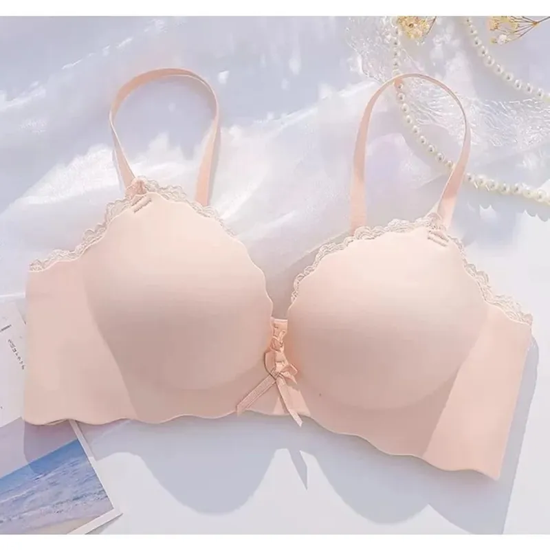 Women Lingerie Bra Panty Set AA Cup Wireless Seamless Push‑up Padded One‑piece For Small Flat Chest Soft Comfort Daily Underwear