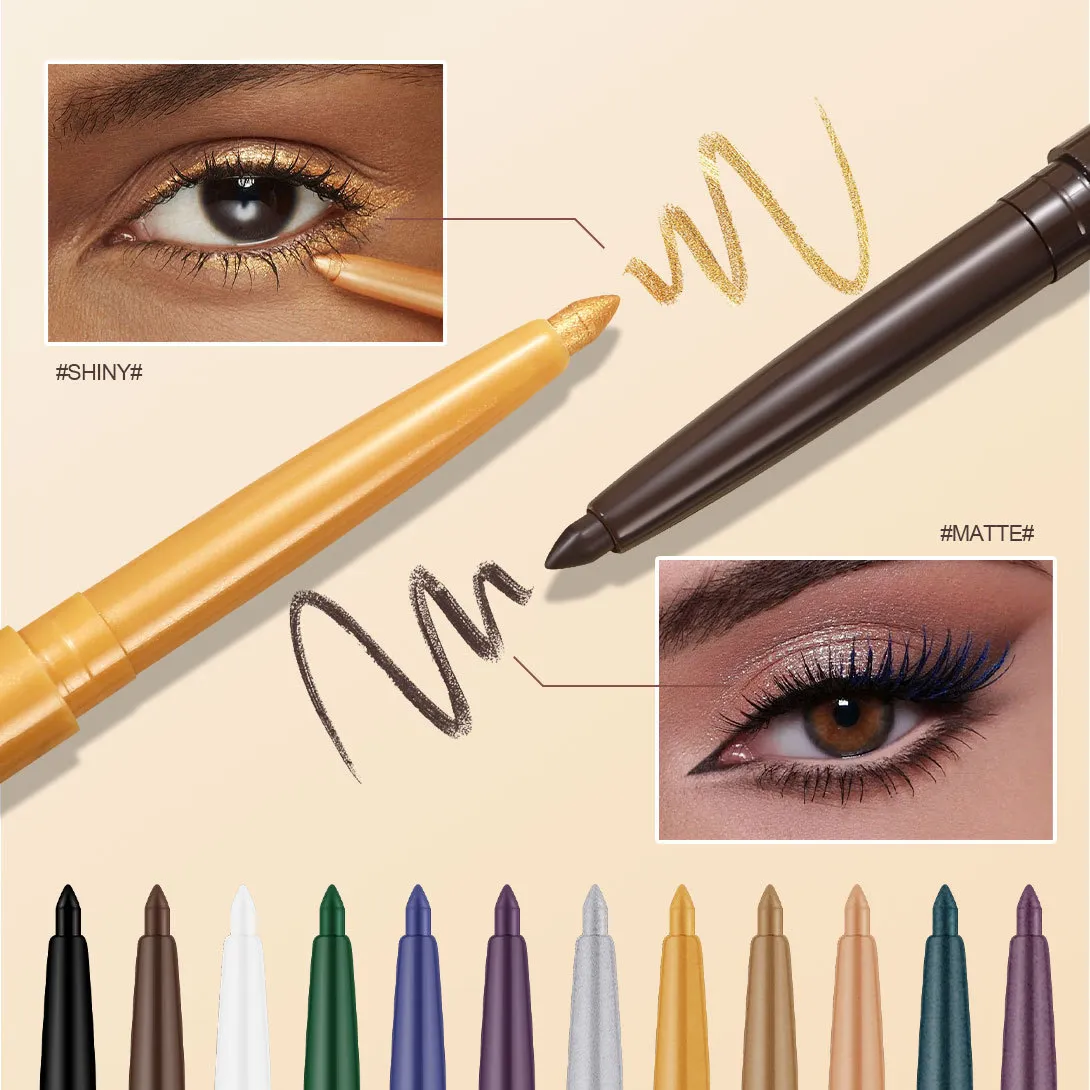 Waterproof Black Brown Eyeliner Gel Pencil Matte Smooth Quick Dry Easy Wear Pearlescent Eyeshadow Eye Liner Pen Makeup for Eyes