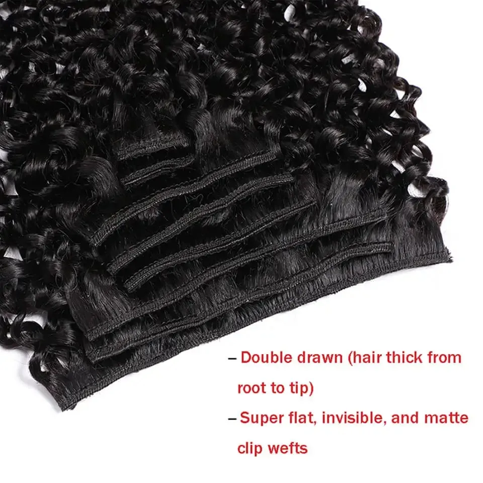 Kinky Curly Clip In Human Hair Extensions Full Head For Women Afro Kinky Curly Clip In Extension Virgin Curly Hair Extensions
