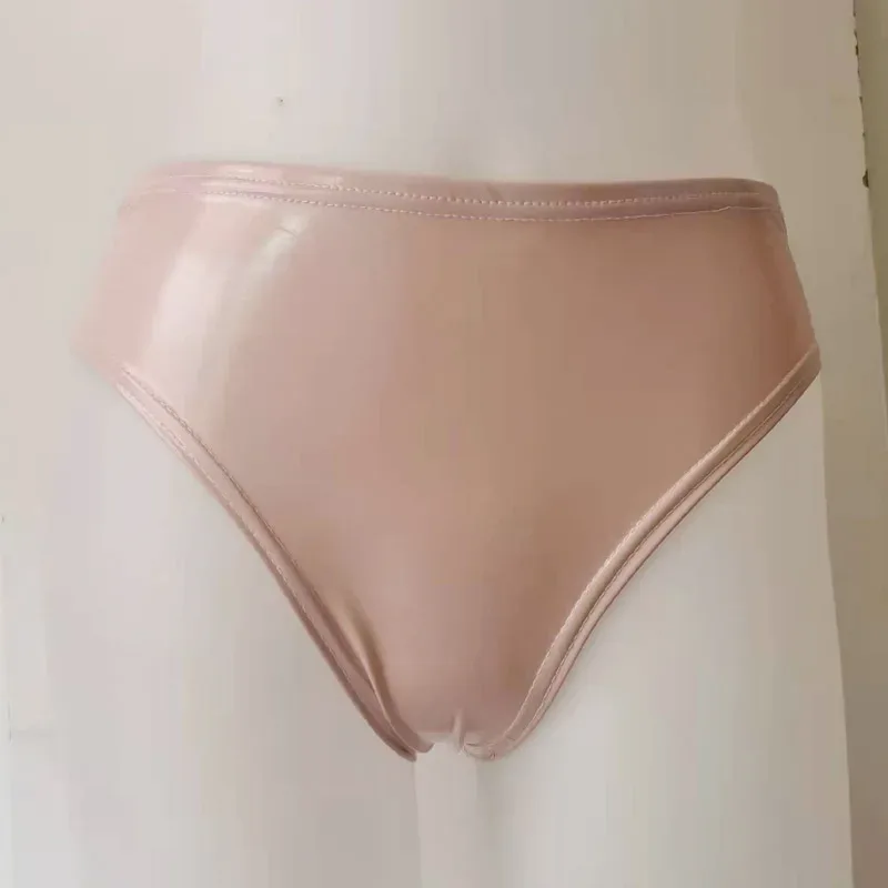 男士性感乳膠光面內褲內衣 Pvc 皮革內褲女式漆皮情趣內衣丁字褲娘娘腔內褲