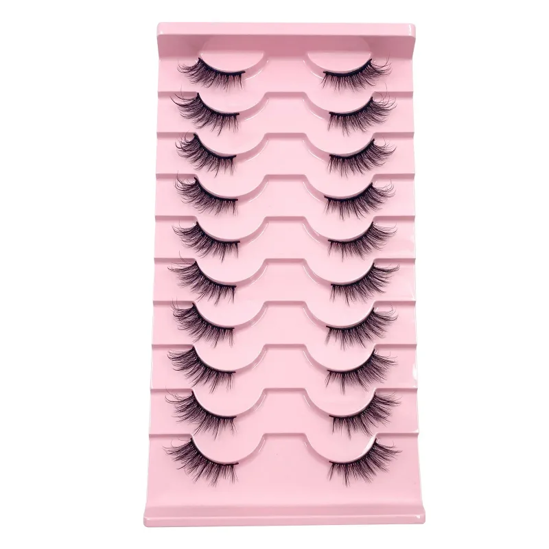 3D Cat Eye Lashes Half Eyelashes 10 Pares Half Lashes Natural Clear Stem False Eyelash Extension Makeup Faux Cils maquiag