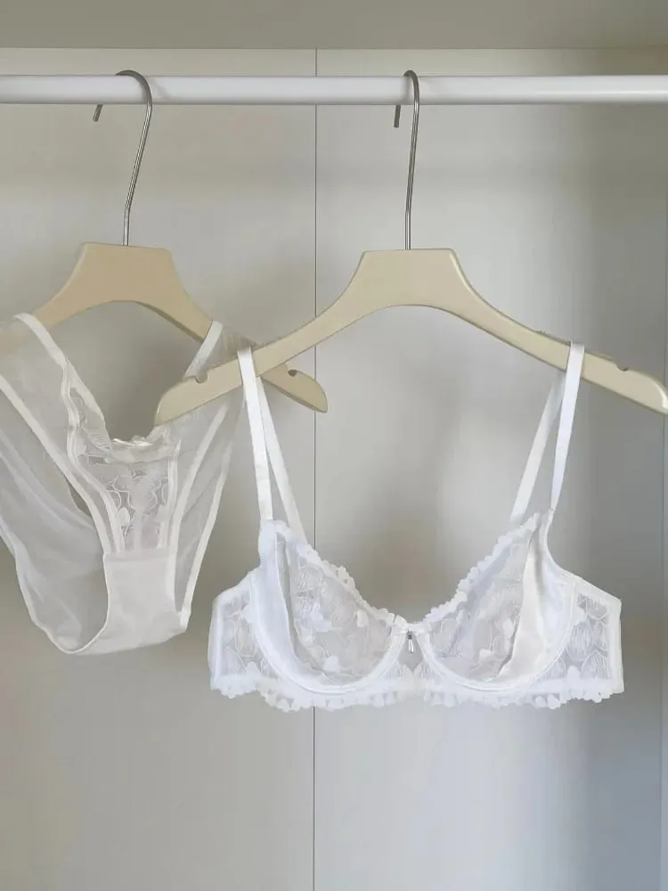 Set Pakaian Dalam Pelangsingan Renda Perancis Seksi Push Up Bra & Seluar Dalam Ringan Mewah Mewah Nipis Cincin Keluli YUQI Set Kawalan Perut Push Up Seksi — image 2