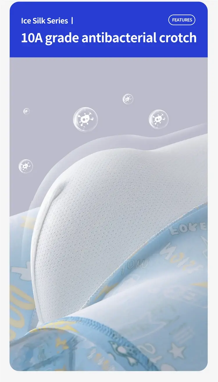 MiiOW 4Pcs Ice Silk Men Boxers 10A Antibacterial Crotch Man Panties Underpants Breathable Cartoon Print Men's Underwear Trunks