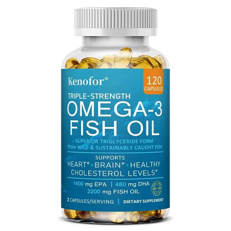 Kenofor Omega 3 fiskeoliekapsler med EPA & DHA hjælper hjerneudvikling og kardiovaskulær sundhed til øjen- og hudsundhed
