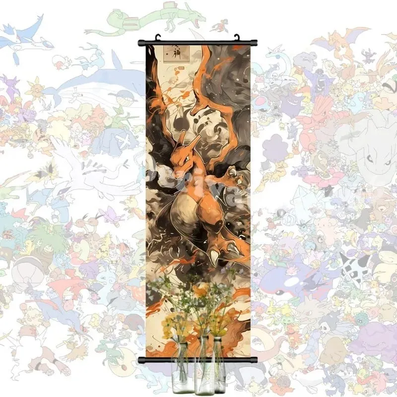Έντυπη αφίσα Anime Έργα τέχνης τοίχου Gengar Εικόνες Charizard Ζωγραφική Καμβάς Pikachu Κρεμαστά ειλητάρια Διακόσμηση δωματίου στο σπίτι