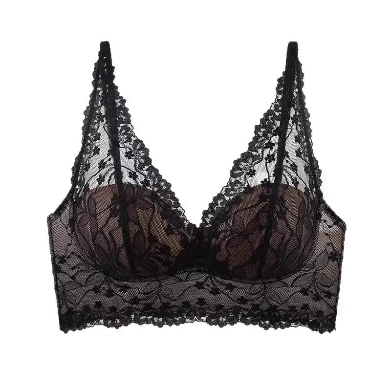 Pakaian dalam seksi renda mewah ringan untuk wanita bra push-up untuk payudara kecil sisi sokongan payudara gaya vest belakang cantik st nipis