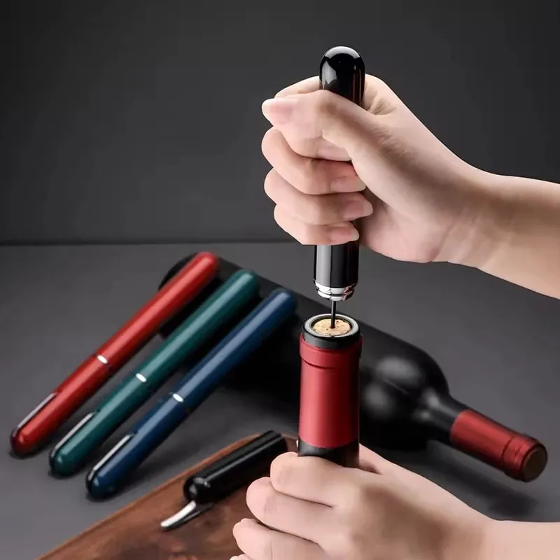 Air Pump Wine Bottle Opener Portable Pen Shape Stainless Steel Pin Air Pressure Red Wine Corkscrew Kitchen Tools Bar Accessories