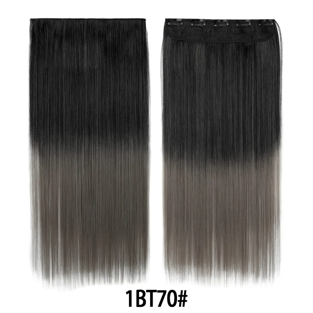 Jeedou Rainbow Hairpieces Clip In Hair Extension One Piece With 5Clips Ombre Color Straight Hair Wig For Girls Halloween Cosplay