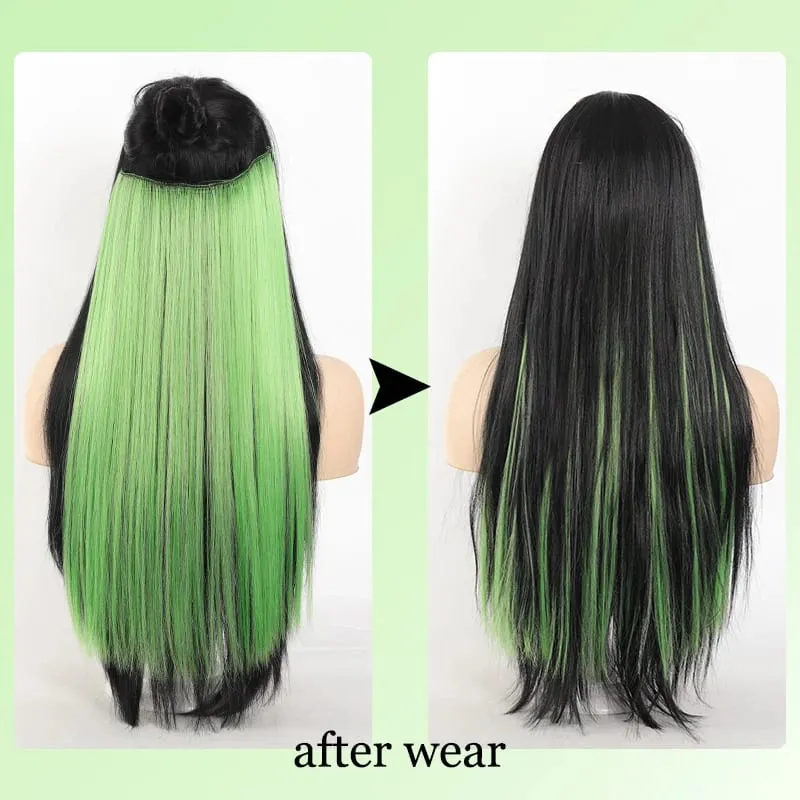 20inch Hair extensions Wig Hair Clips Hair piece Synthetic Straight Hair Extensions with 4clips for Women Halloween Party