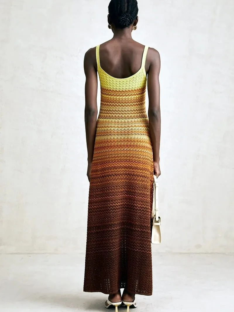 Luxus Marke Design Frauen Elegante Boho Afrikanische Goldene Pailletten Maxi Ärmellose Abend Party Urlaub Kleid Gestrickte Dame Kleidung