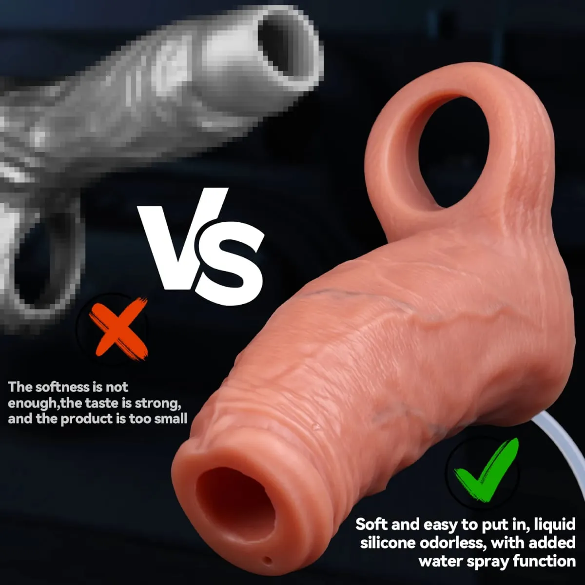Männliche Ejakulation Cock Ring Hülse Wiederverwendbare Wasser Spray Penis Vergrößerung Extender Silikon Dildo Sex Spielzeug für Männer Kondom Paar