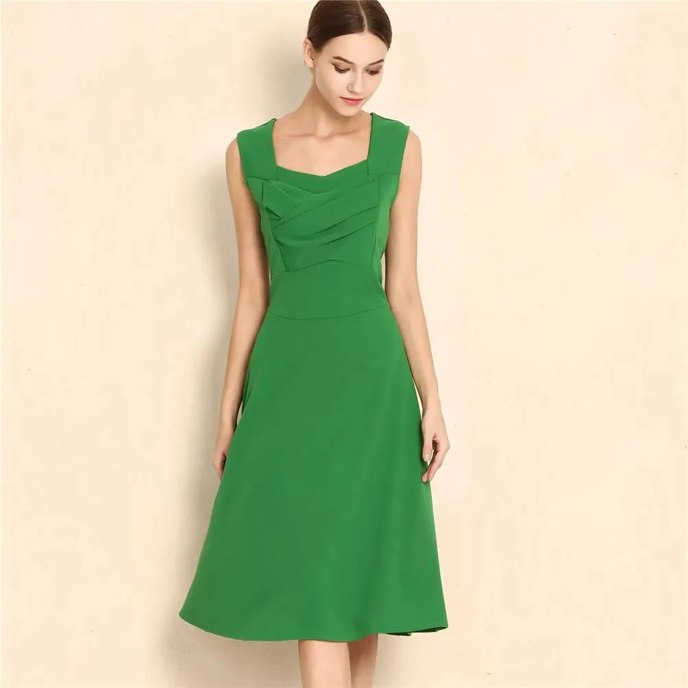 Hepburn Style Vintage Dress New Women Sleeveless Large Swing Sexy Party Dress