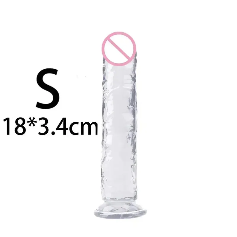 Cheap Women Erotic Anal 5 Colors Big Transparent Dildo Suction Cup Jelly Dick Sex Toys Soft Clitori Vaginal Masturbators Penis