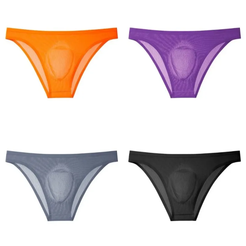 Comfortable Ice Silk Men's Triangle Panties Breathable Large Size Men Thin Briefs Lingerie Underpants Underwear for Men Men