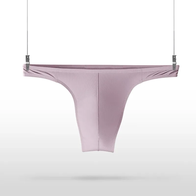 Eis Seide Tangas Männer Sexy Unterwäsche Weiche Rippen G-string Atmungsaktive Unterhose Nahtlose Höschen Männliche Dessous Ausbuchtung Beutel Briefs