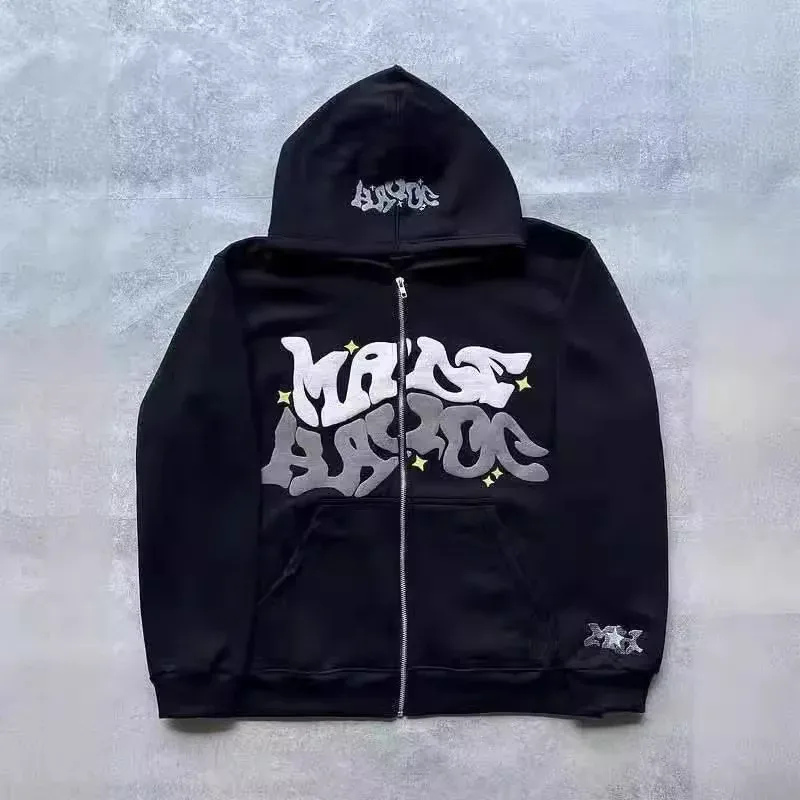 Hoodies Men's Sweatshirt 2026 Street Fashion Gothic Punk Hip-Hop Zipper Print Hooded Sweatshirt Hoodie Sweatshirt Man's Clothing