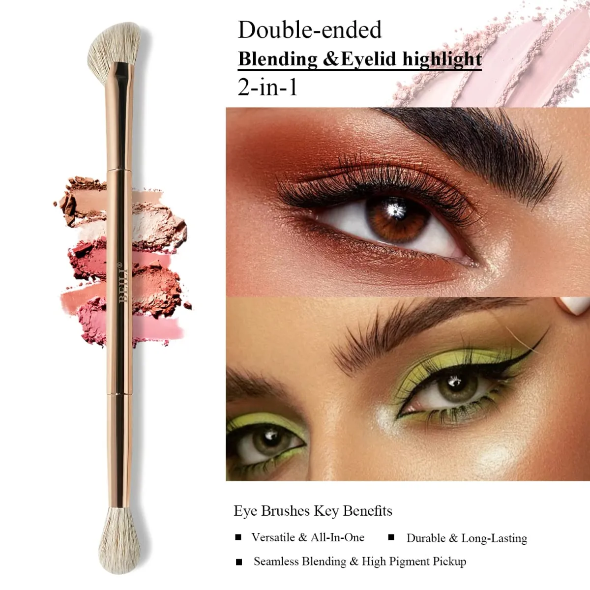 Makeup Brush Set Double-Sided Makeup Brushes for Foundation Contour Blush Blending Eyebrow and Eye Shadow Fiber Bright Cyan — image 6