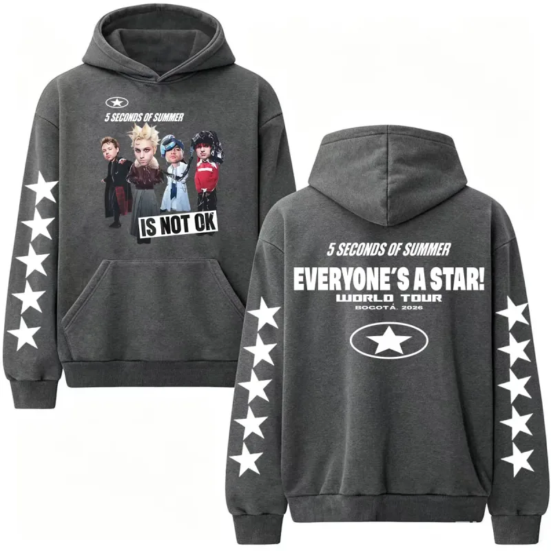5 Seconds of Summer Everyone's A Star 2026 World Tour Hoodies Men's Clothes Hip Hop Pop Music Sweatshirt Casual Fleece Pullovers