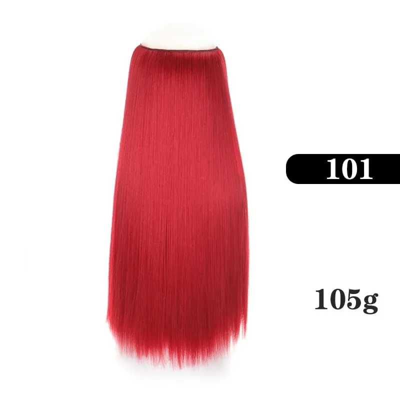 Extensions de cheveux synthétiques sans Clips faux postiche ombré blond brun noir cheveux raides naturels faux postiche pour femme